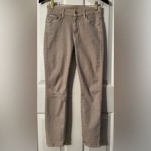 MOTHER The Looker Crop 24 Warm Taupe Beige Skinny Stretch Light Destroy MADE USA